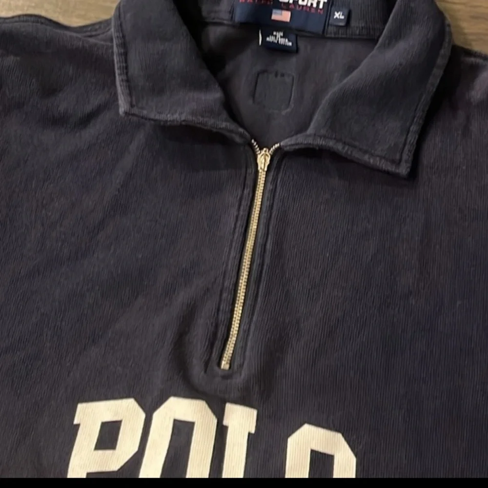 Polo Ralph Lauren Vintage 1/4 Zip Sweatshirt Spell Out blue Mens Size XL